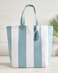 Large Canvas Tote - Blue Cabana Stripe