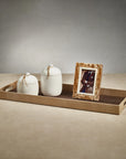 Prado Ceramic Canister with Leather Tie - White - Small