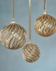 Antique Swirl with Glitter Glass Ball Ornament - Gold - 4 in