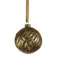 Antique Swirl with Glitter Glass Ball Ornament - Gold - 4 in