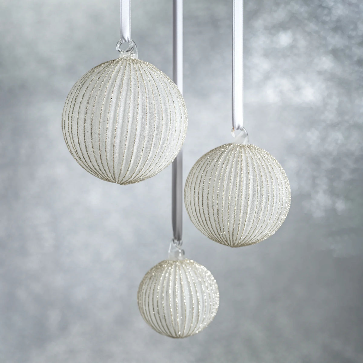 Shimmering Charm Glass Ornament - Silver - 4.75"