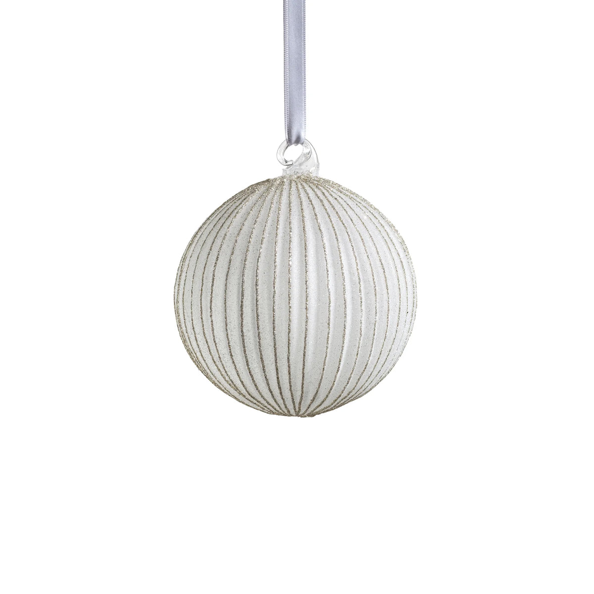 Shimmering Charm Glass Ornament - Silver - 4.75"