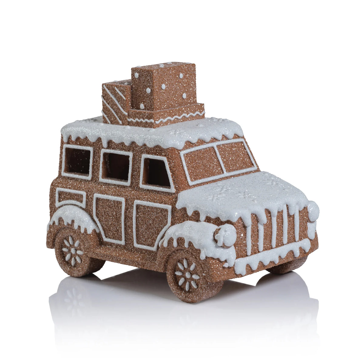 LED Resin Gingerbread Car – Light-Up Christmas Décor