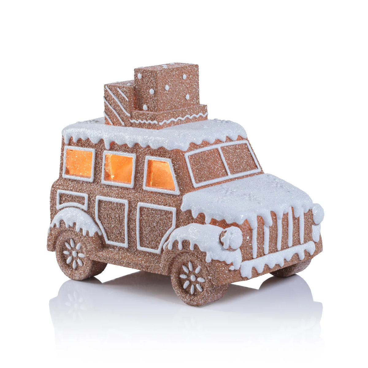 LED Resin Gingerbread Car – Light-Up Christmas Décor