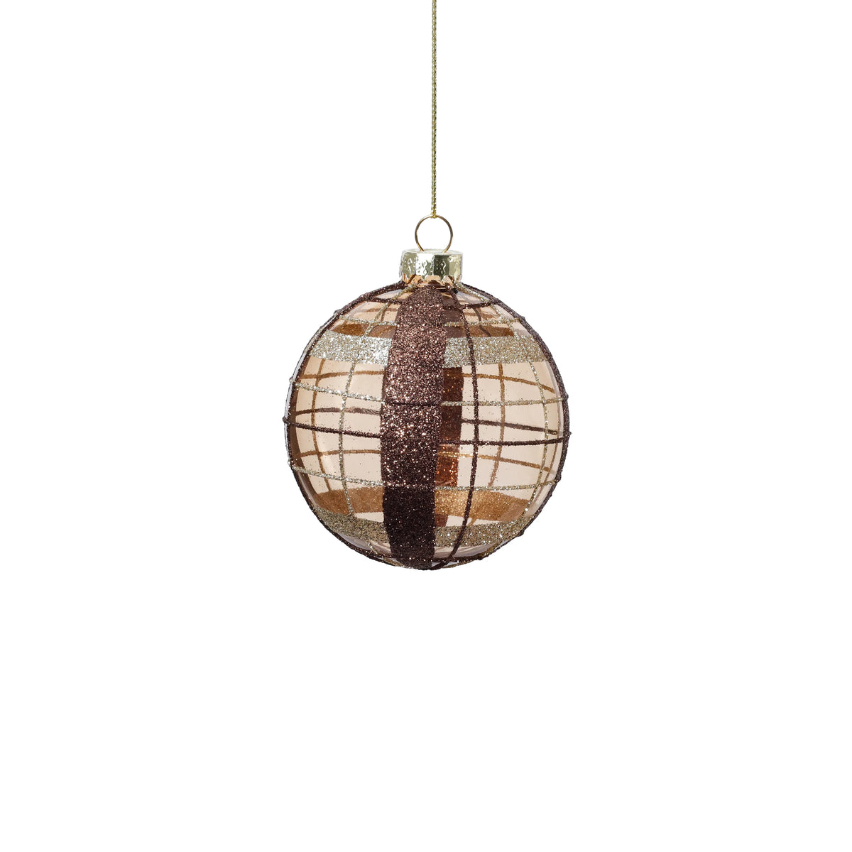 Lattice Ball Glass Ornament - Bronze - 3.25 in