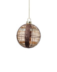 Lattice Ball Glass Ornament - Bronze - 3.25 in