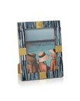 Palermo Blue Bone Inlay Photo Frame with Brass Trim - Sky Blue - 5x7