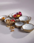 Small Cluster of 8 Serving Bowls- White Gold