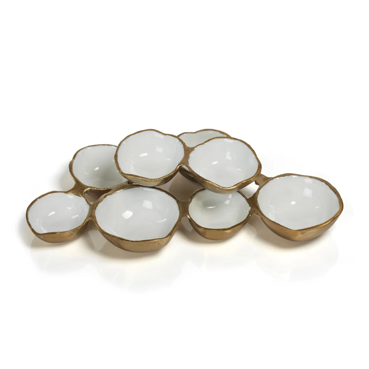 Small Cluster of 8 Serving Bowls- White Gold