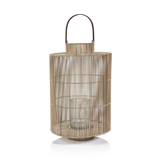 Caprice Buri Lantern w/ Glass Hurricane