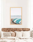 Colored Surfboards on The Beach. Ocean Surfing Print