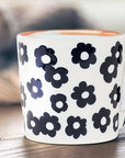 Graphic Flowers Mug-White & Navy