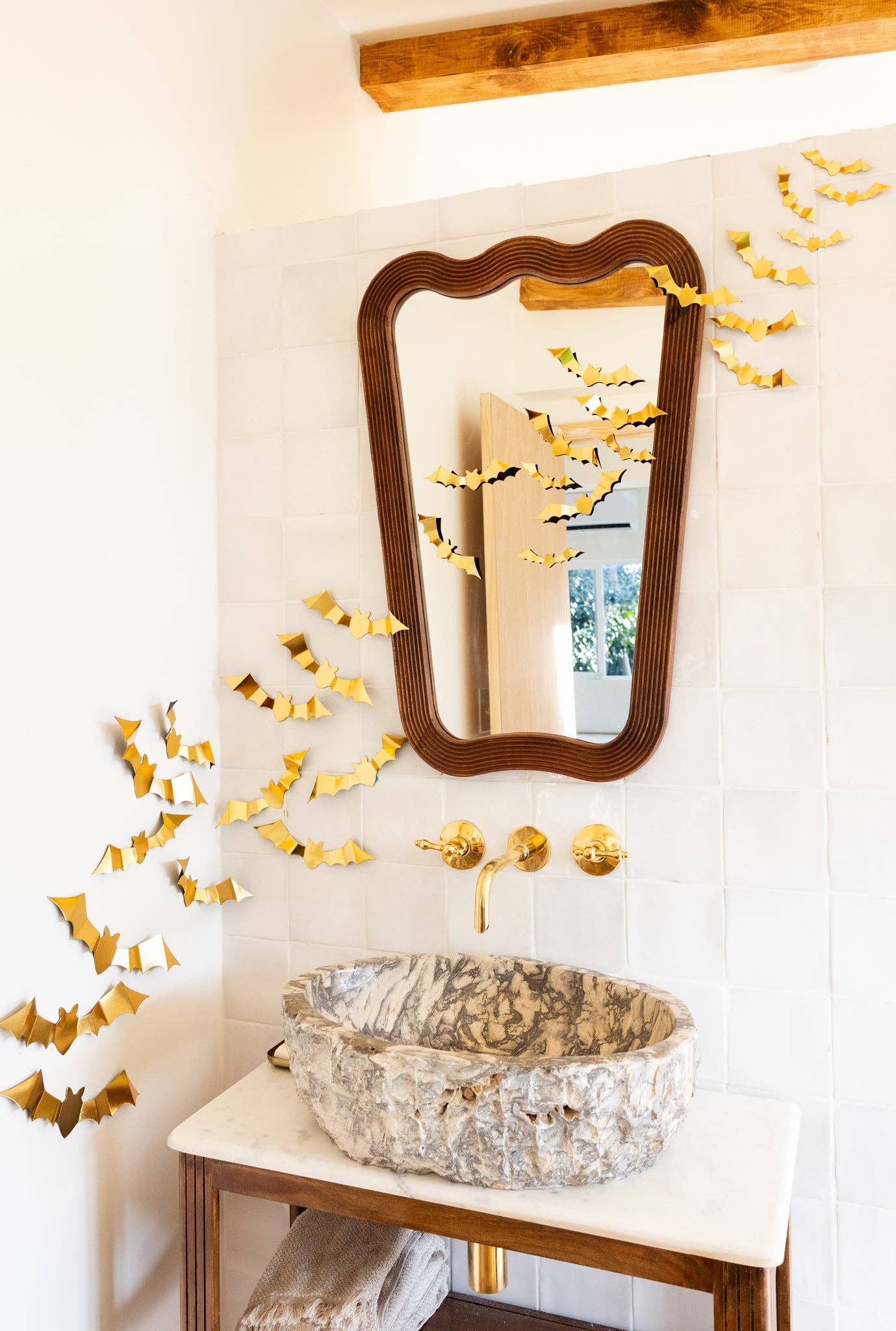 Gold Foil Paper Bat Set | Halloween Wall Decorations