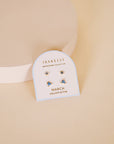 Birthstone Stud Gold Earrings Set - March