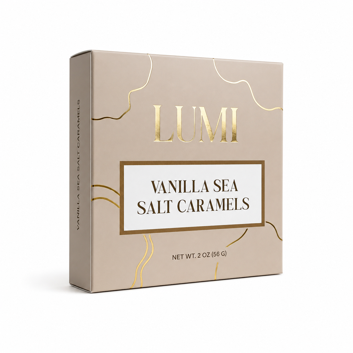 Vanilla Sea Salt Caramels – Beige Box, 2 oz