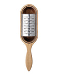 Wood & Stainless Steel Cheese Grater with Scoop Catcher
