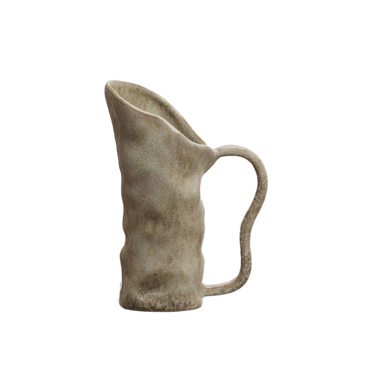 12 oz. Stoneware Organic Shaped Pitcher, Reactive Glaze (Each One Will Vary)