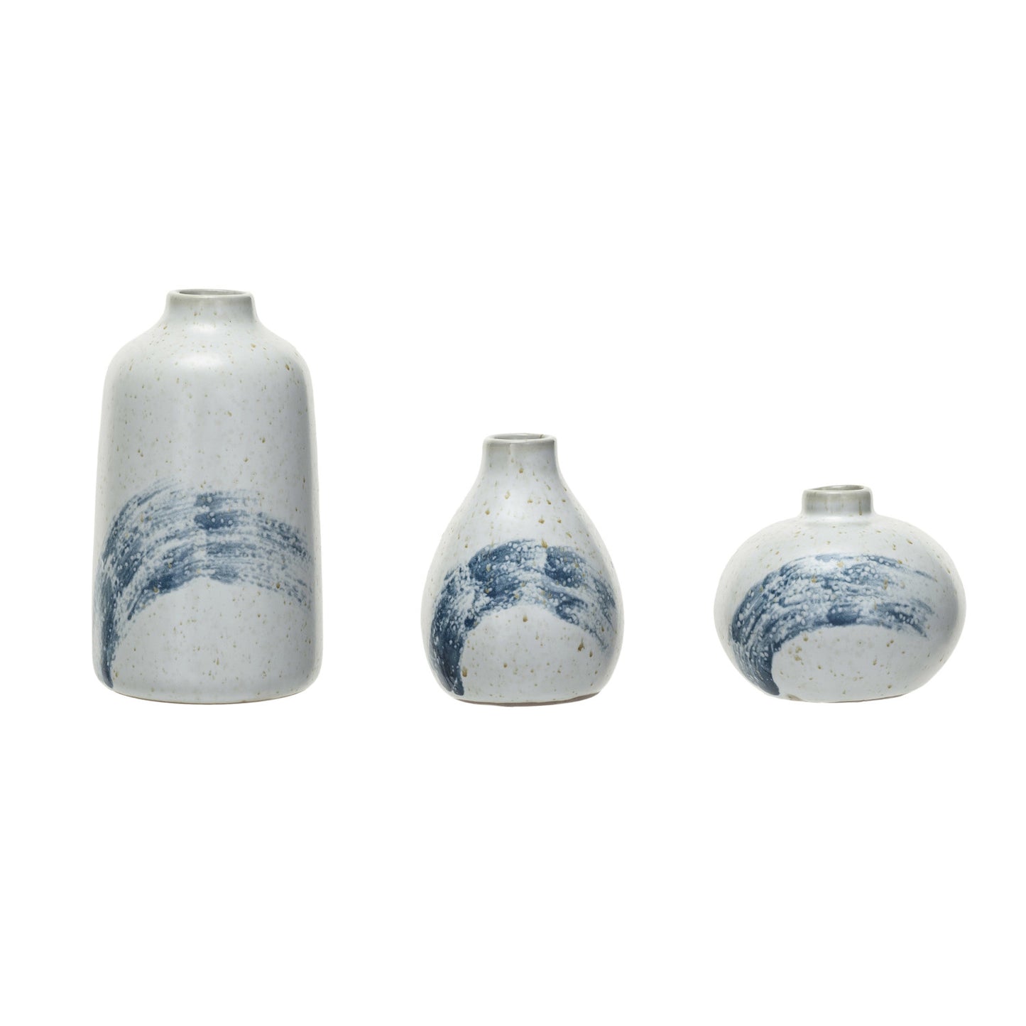 Hand-Painted Stoneware Vases, Set of 3 (Each One Will Vary)