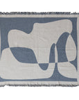 Woven Recycled Cotton Blend Jacquard Throw w/ Abstract Design & Eyelash Fringe