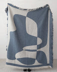Woven Recycled Cotton Jacquard Throw – Abstract Design with Eyelash Fringe