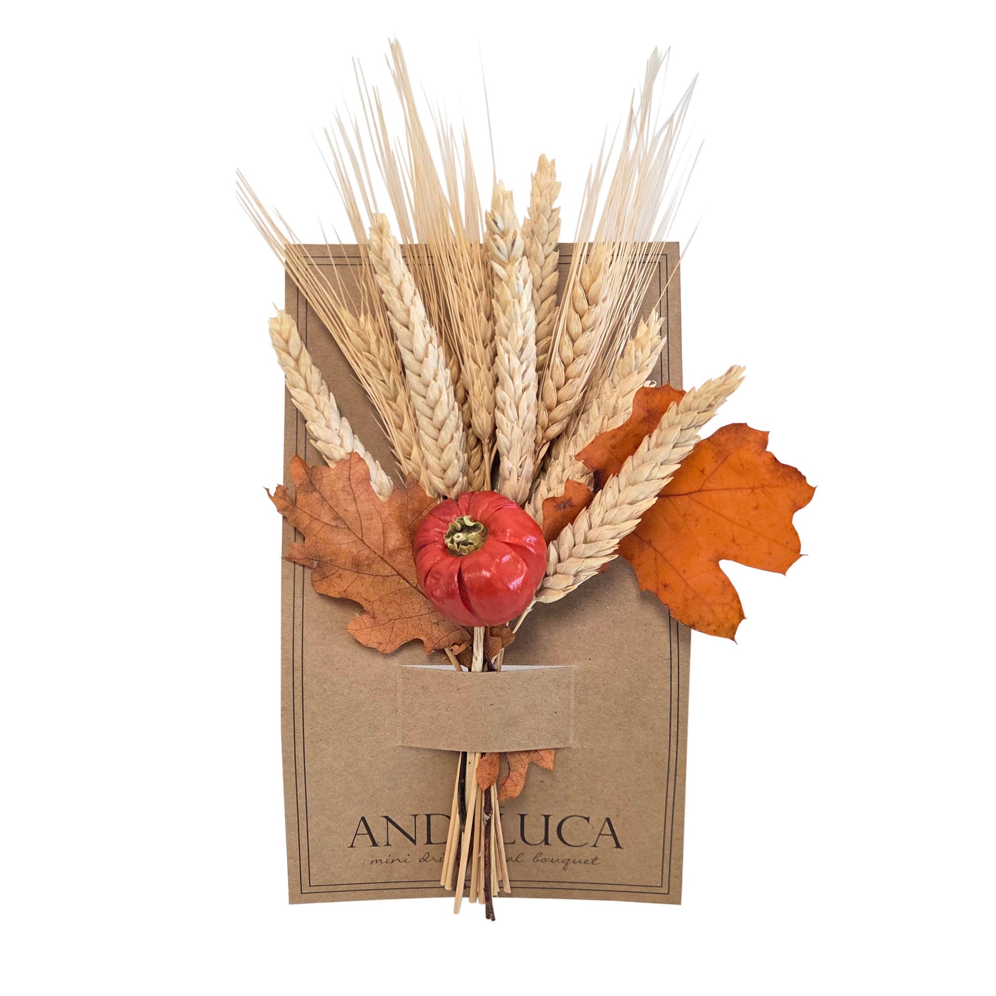 Pumpkin Wheat &amp; Oak Mini Dried Botanical Bouquet – 8"