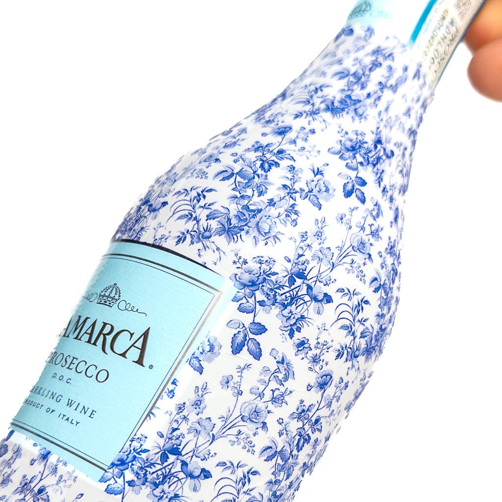 Beau Bottles Blue Floral - MINI Prosecco Collection - Set of Six Wraps