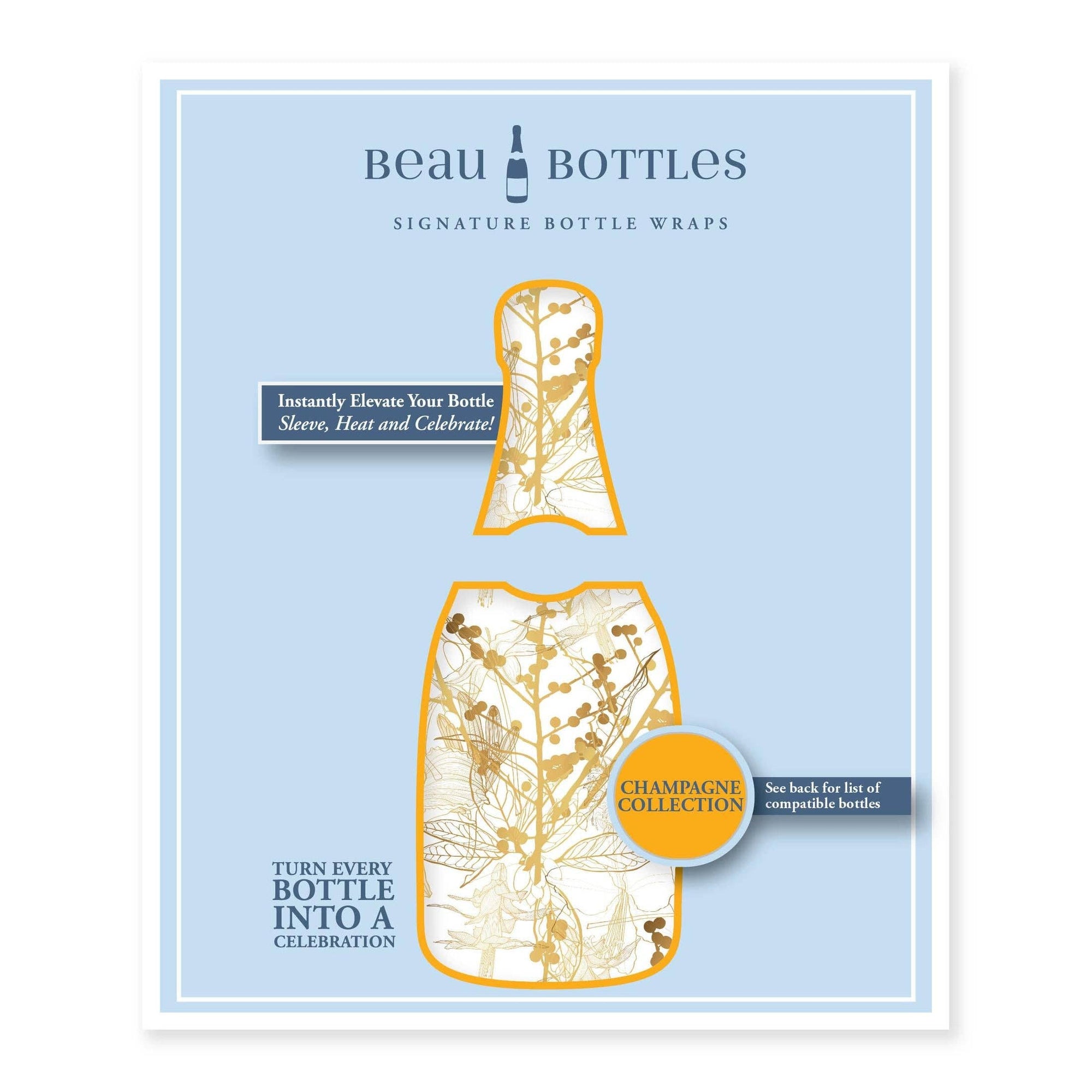 Beau Bottles Clear Golden Botanical - Champagne Collection