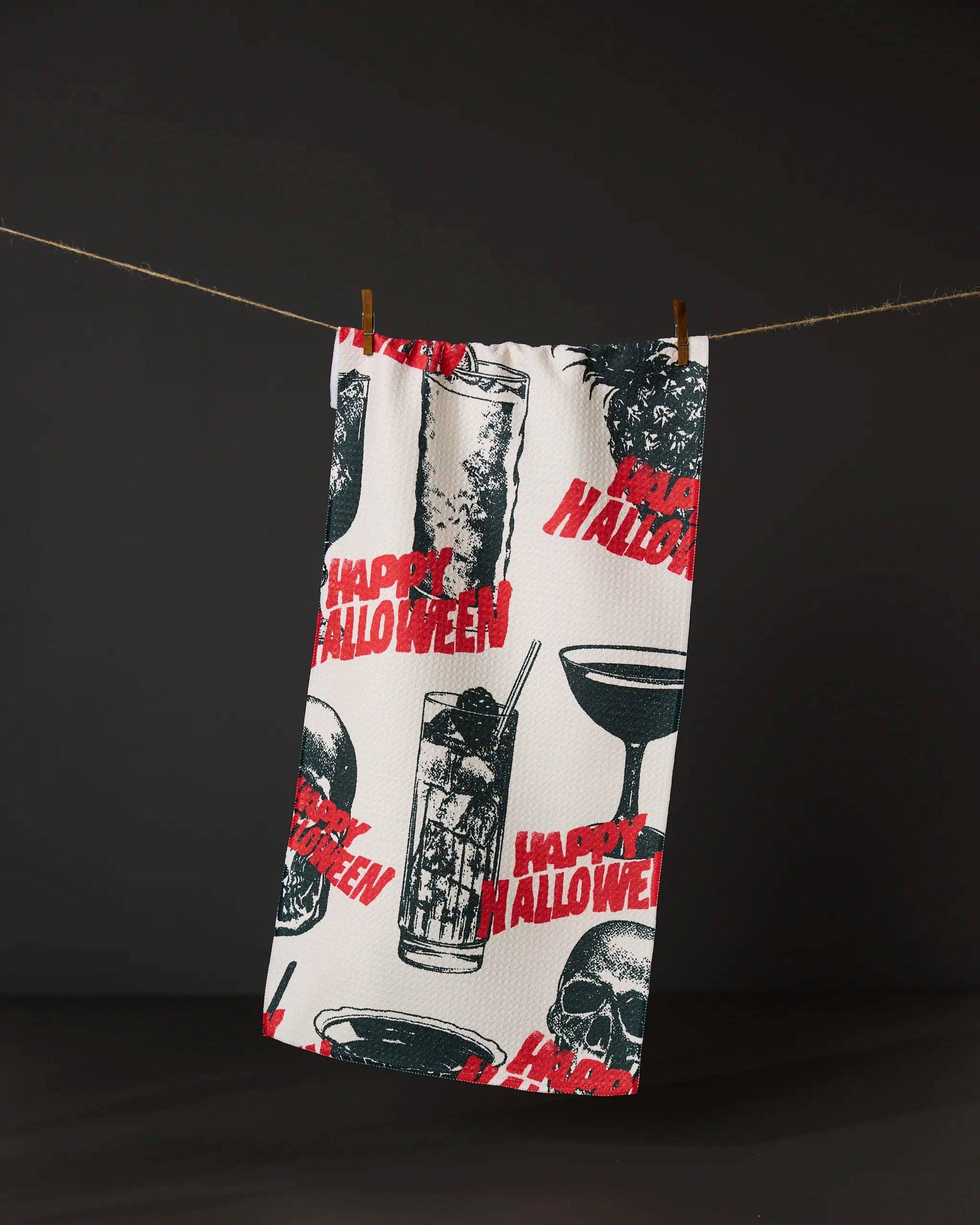 Bar Towel made from recycled materials hanging in kitchen or bar area