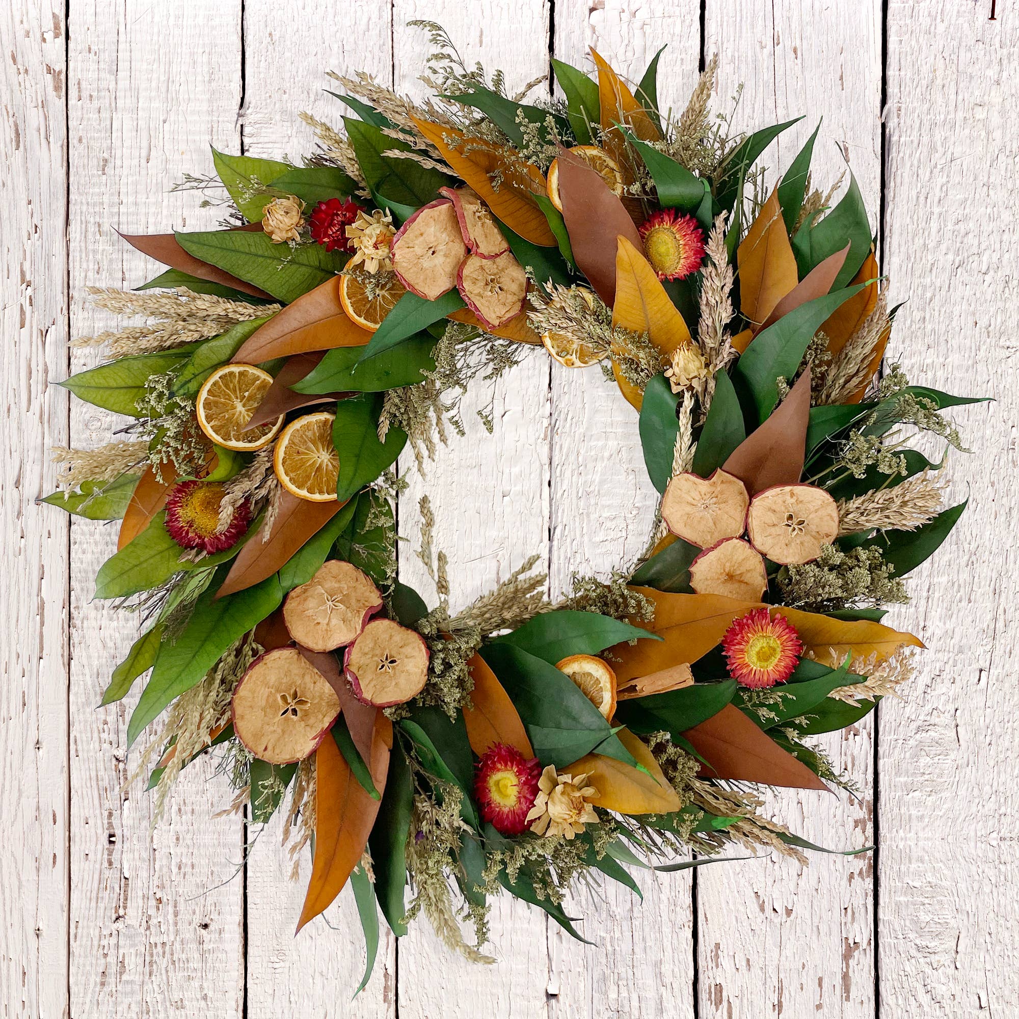 Harvest Fruit &amp; Eucalyptus Natural Dried Wreath – 18"
