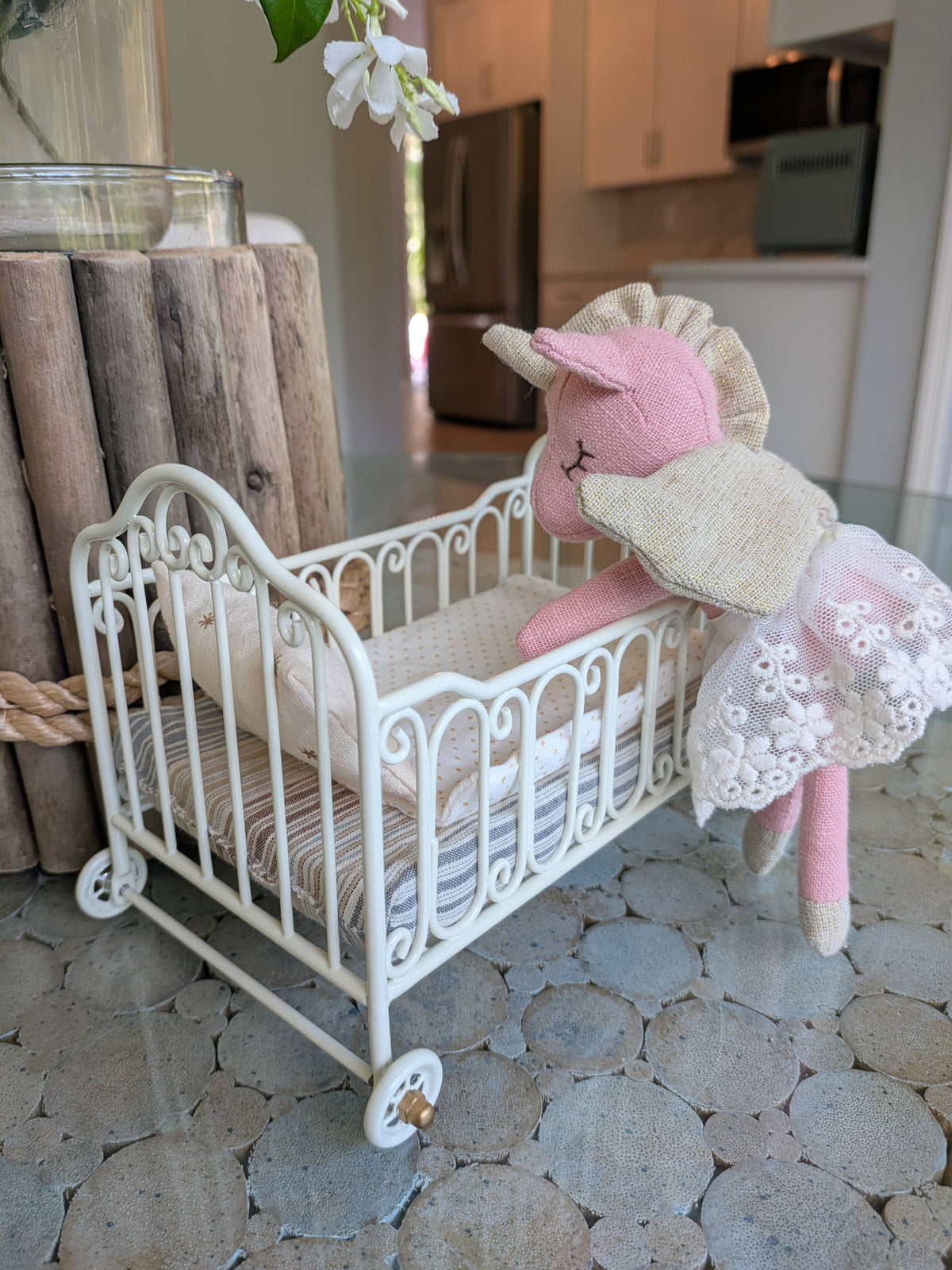 Miniature Metal Bed – Whimsical Dollhouse Furniture