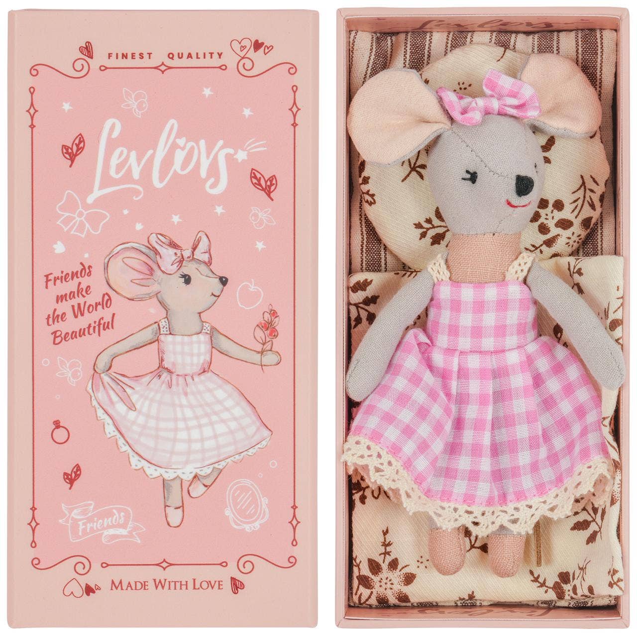 Lulu Mouse Plush Doll in Pink Dress | Soft Toy &amp; Keepsake Gift for Children