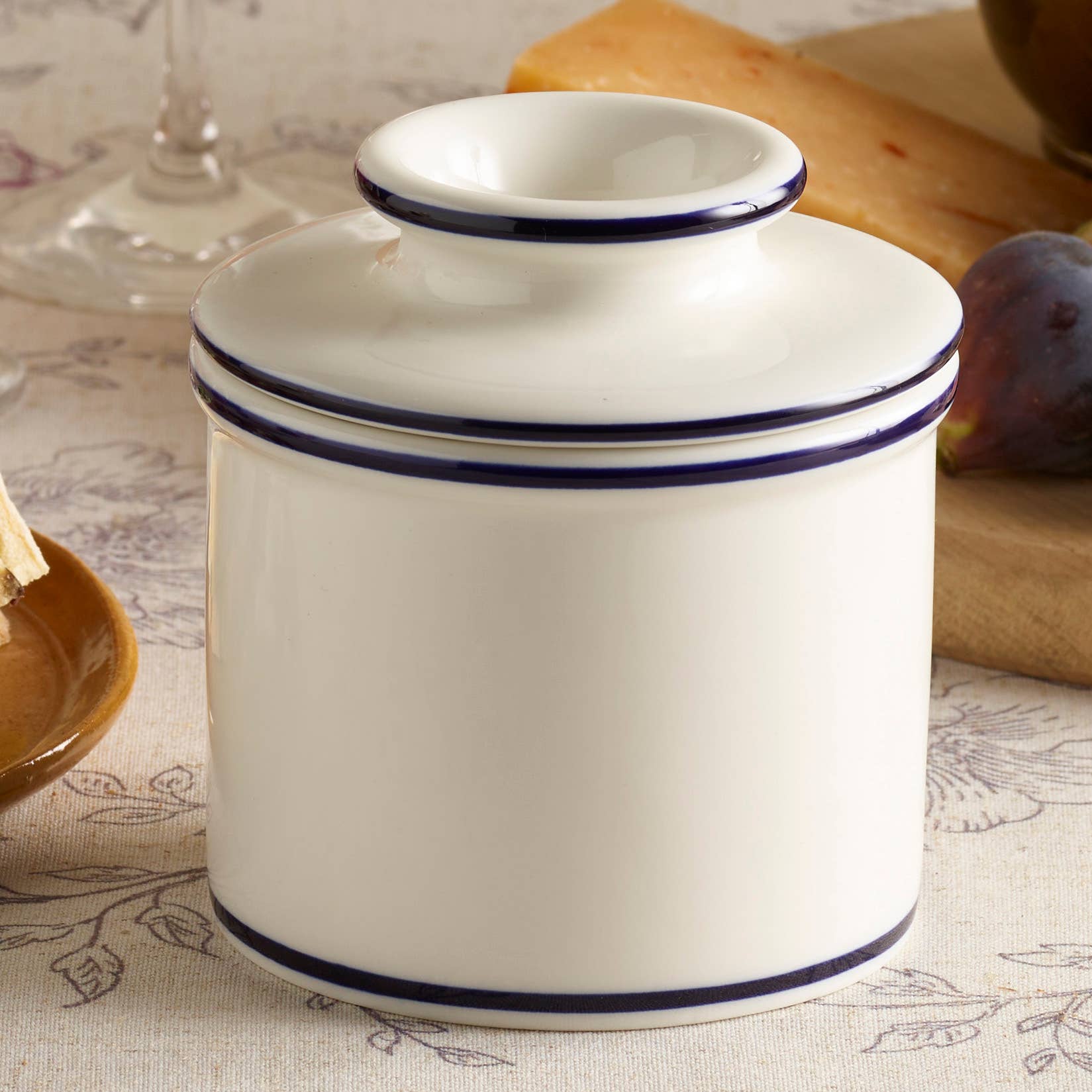 The Original Butter Bell® Crock - Le Bistro Blue Trim