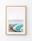 Colored Surfboards on The Beach. Ocean Surfing Print