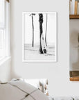 Black White Boho Summer Poster. Surfboard, Palm Trees