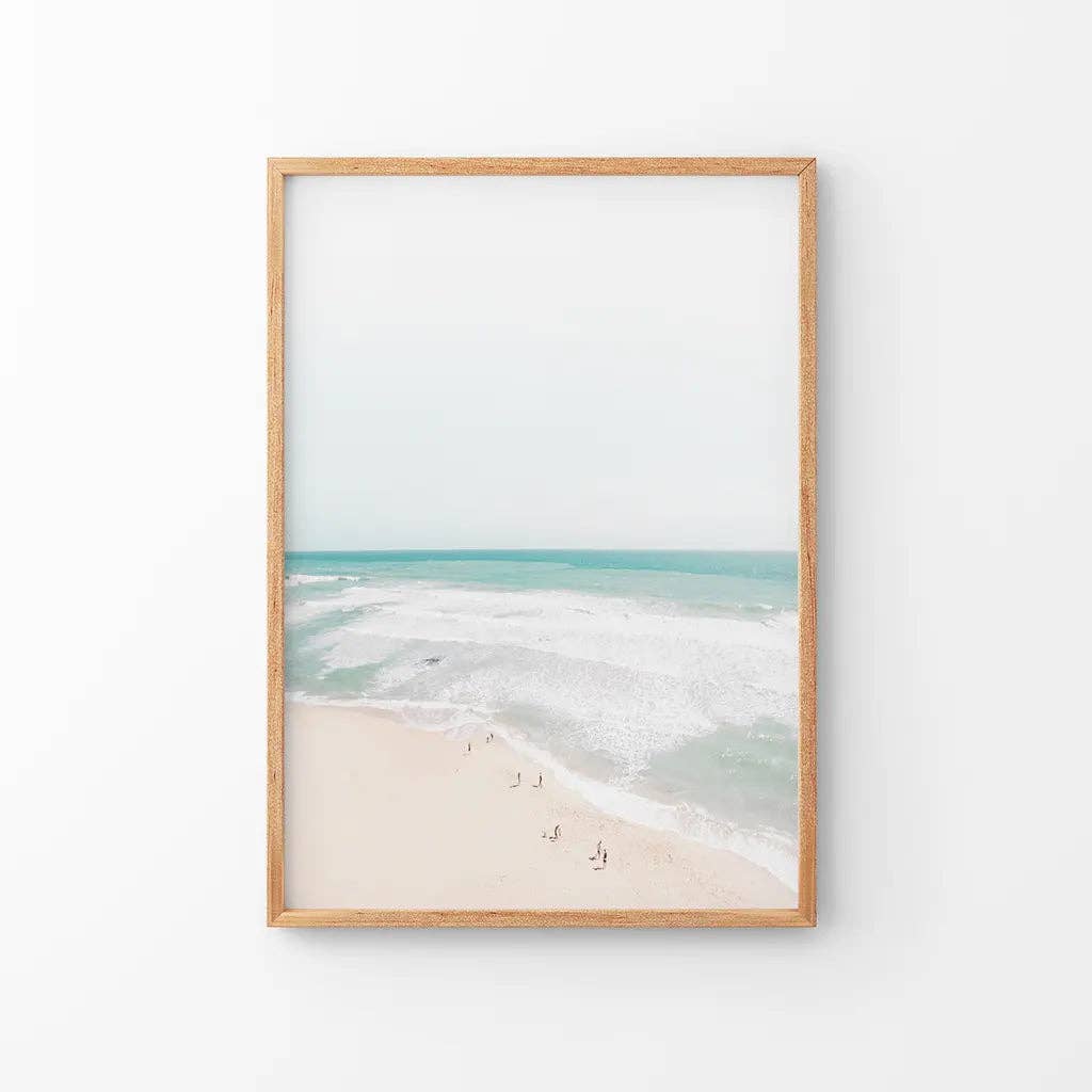 Neutral Summer Photo. Blue Ocean Waves, Sandy Beach