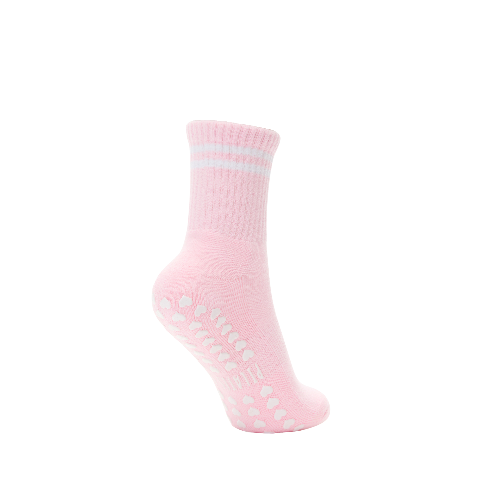 Je t'aime Pilates Grip Crew Socks in Pink