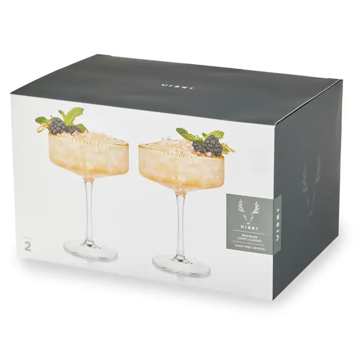 Deco Meridian Gold-Rimmed Crystal Coupe Glass