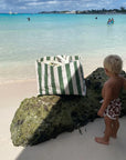 Carryall Beach Bag - The Vacay Olive Stripe