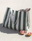 Carryall Beach Bag - The Vacay Olive Stripe