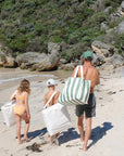 Carryall Beach Bag - The Vacay Olive Stripe
