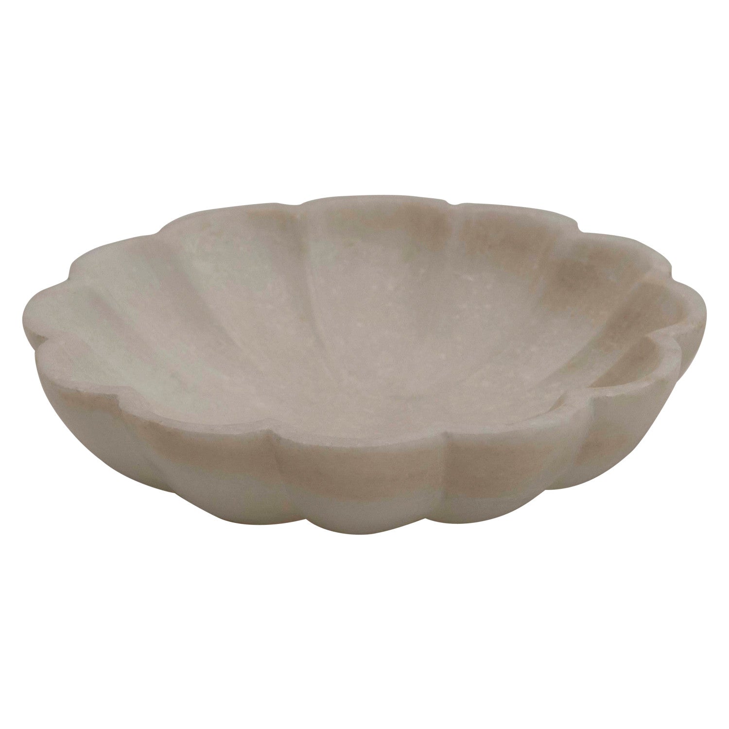 Carved marble dish in flower shape, elegant centerpiece 