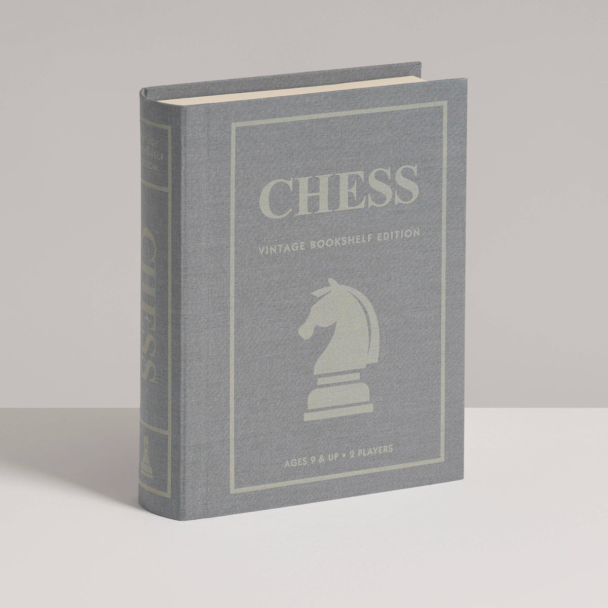 Chess Bookshelf Edition – Wooden Chess Set in Fabric-Wrapped Book Box