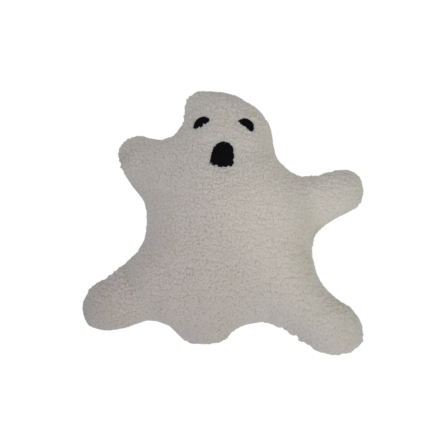 Faux Sherpa Fabric Ghost Shaped Pillow, White & Black