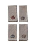 Embroidered Pumpkin Cotton Chambray Napkins – Set of 4