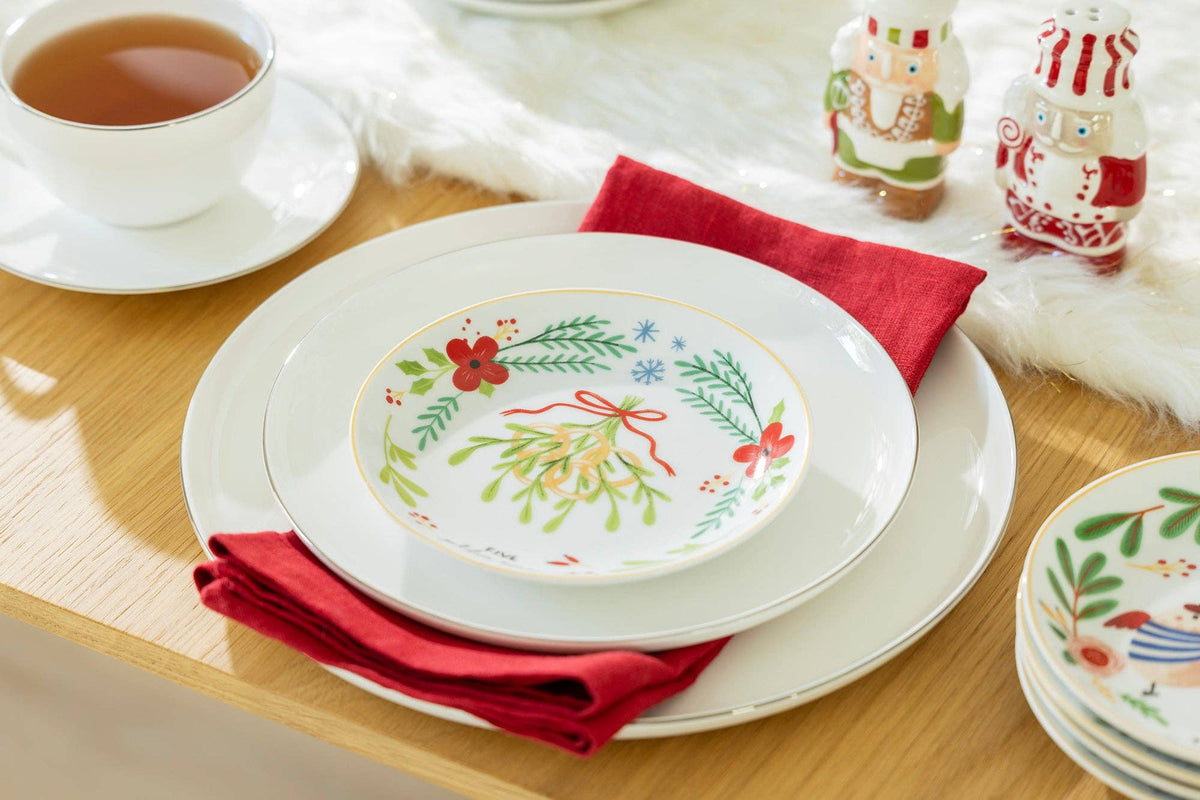 Holiday themed 6-inch porcelain side plates assorted designs