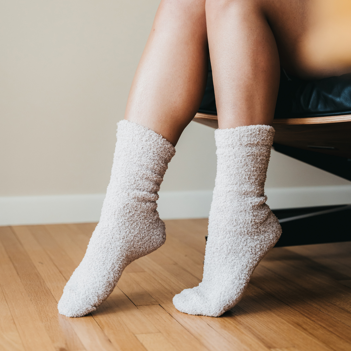 Pair of Cozy Cloud Socks in ivory, soft and warm, ideal for women’s gifting and comfort