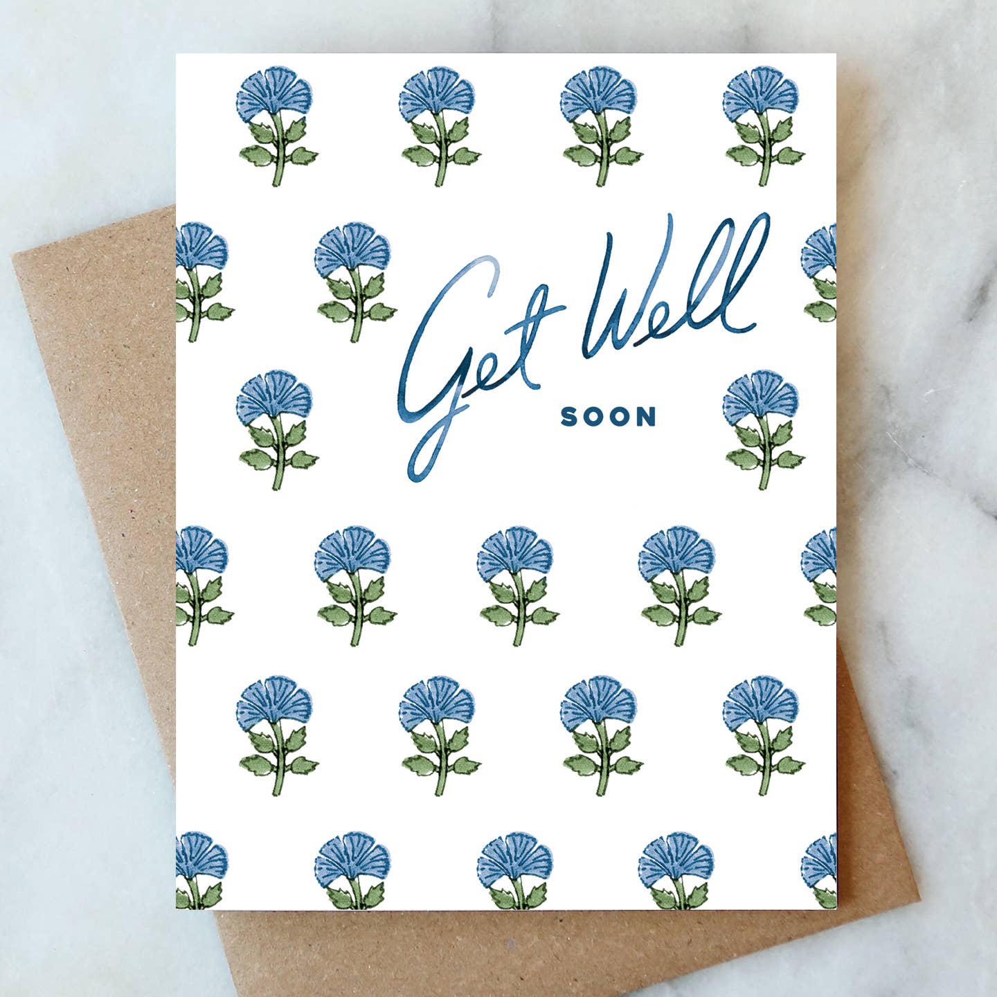 Block Print Get Well Soon Greeting Card | Sympathy