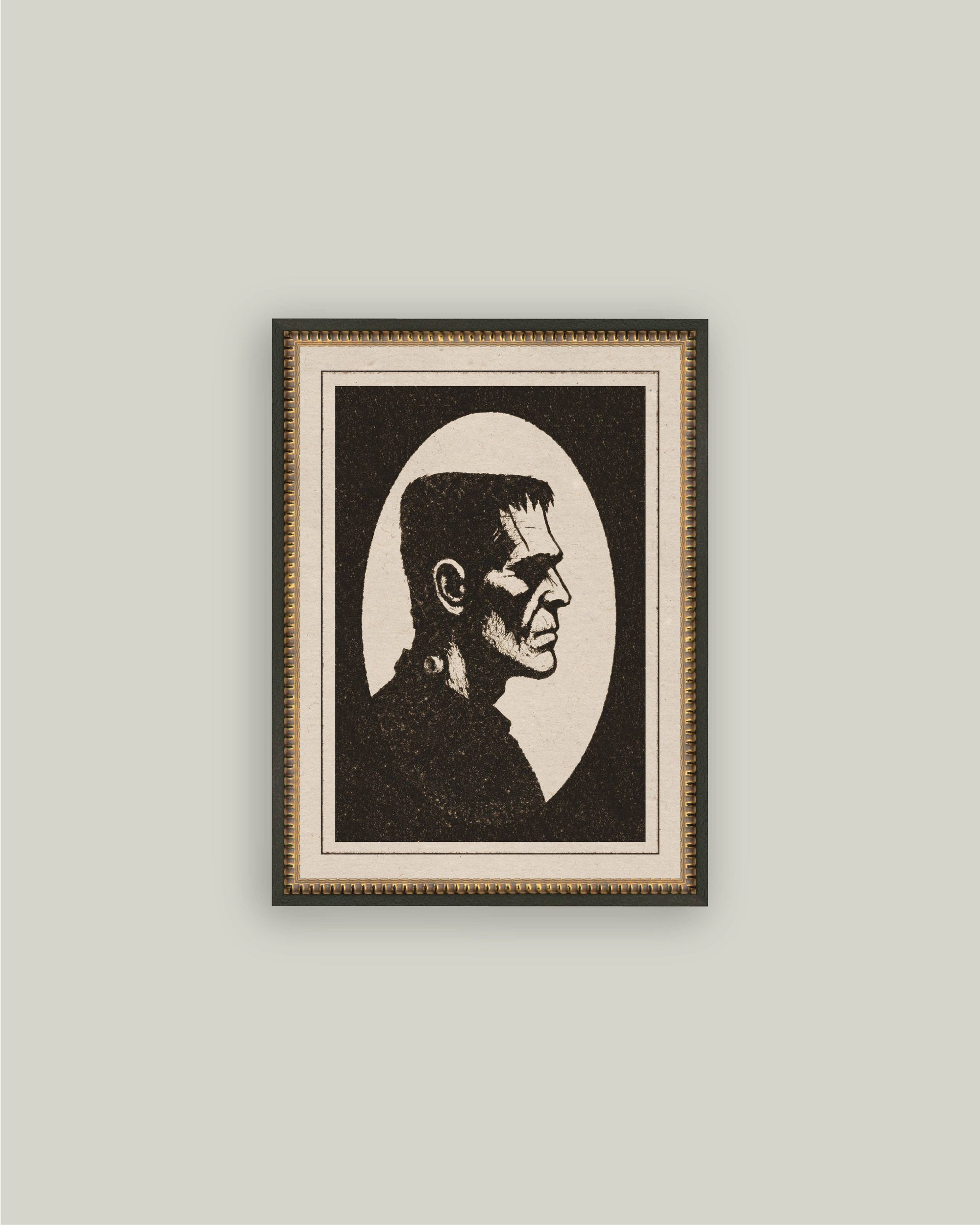 Frankenstein Cameo Framed Vintage Halloween Canvas Art