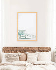 California Coastal Life Themed Print. Blue Lifeguard Hut