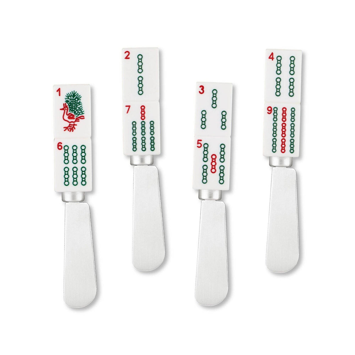 4-Piece Mahjong Bamboo Charm Resin Cheese Spreader